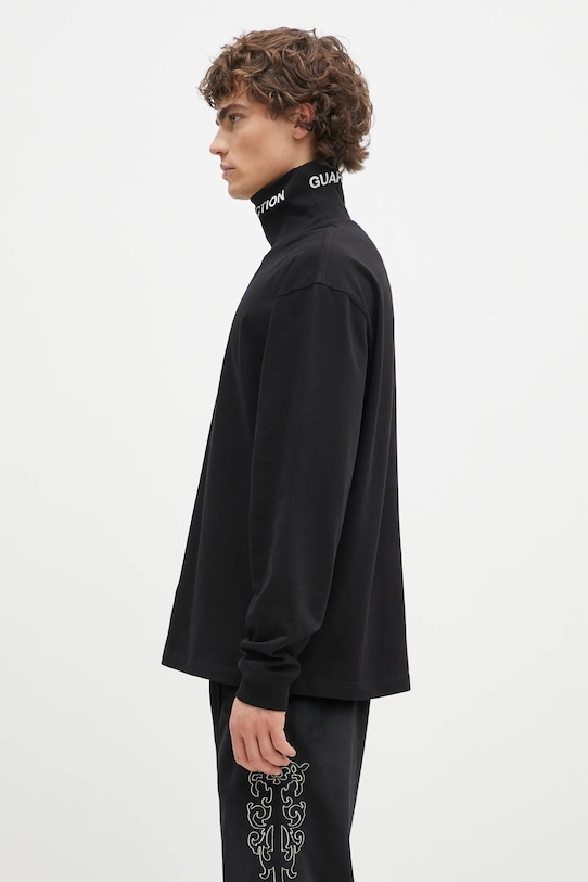 Хлопковый лонгслив PLEASURES Satisfaction Turtleneck P24W026 чёрный AW24