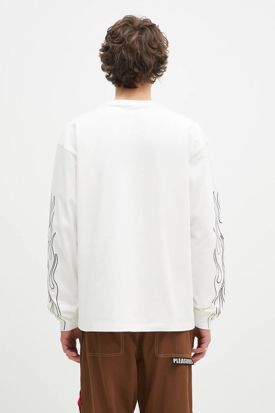 Дрехи Памучна блуза с дълги ръкави PLEASURES Fiery Heavyweight Longsleeve P24W027 бял