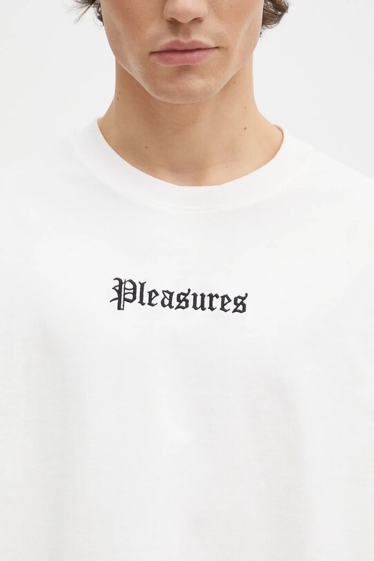 Памучна блуза с дълги ръкави PLEASURES Fiery Heavyweight Longsleeve бял P24W027