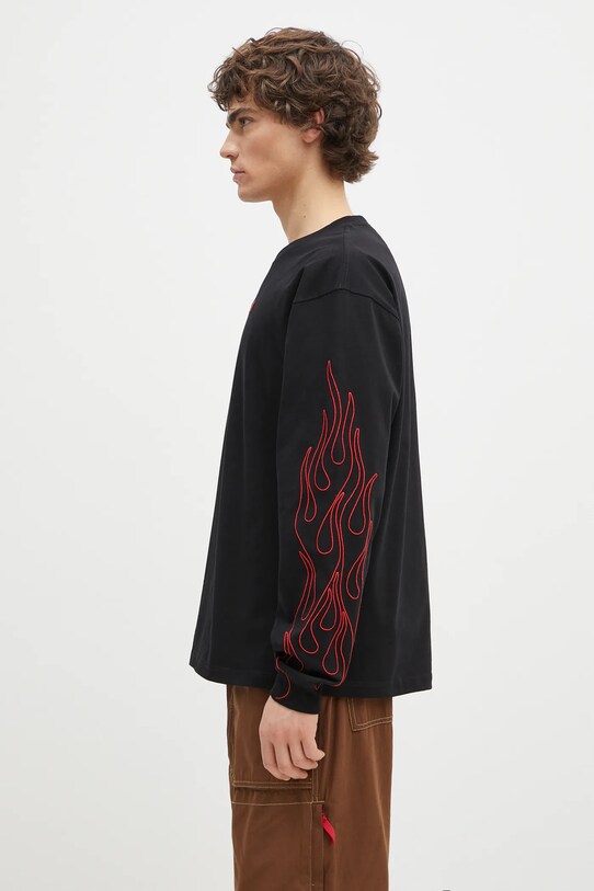 Хлопковый лонгслив PLEASURES Fiery Heavyweight Longsleeve P24W027 чёрный AW24