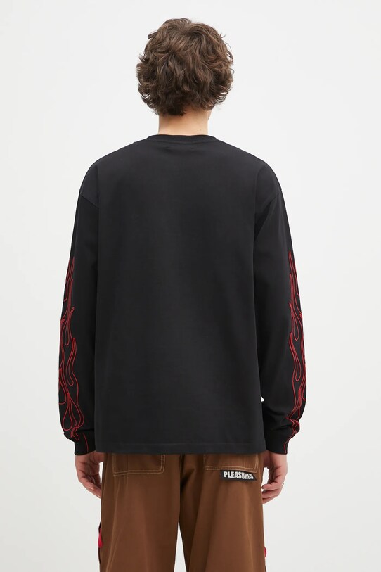 Одежда Хлопковый лонгслив PLEASURES Fiery Heavyweight Longsleeve P24W027 чёрный