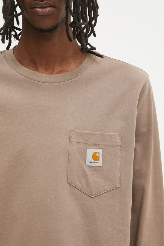 Carhartt WIP longsleeve din bumbac L/S Pocket T-Shirt maro I030437.1YJXX