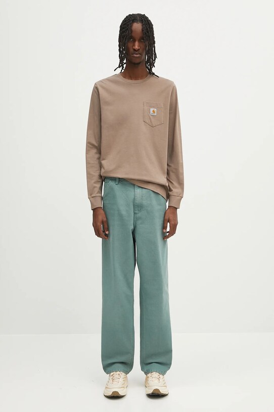Carhartt WIP longsleeve din bumbac L/S Pocket T-Shirt I030437.1YJXX maro