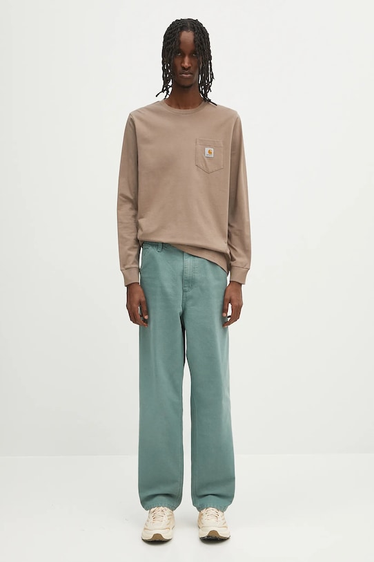 Carhartt WIP cotton longsleeve top L/S Pocket T-Shirt I030437.1YJXX brown