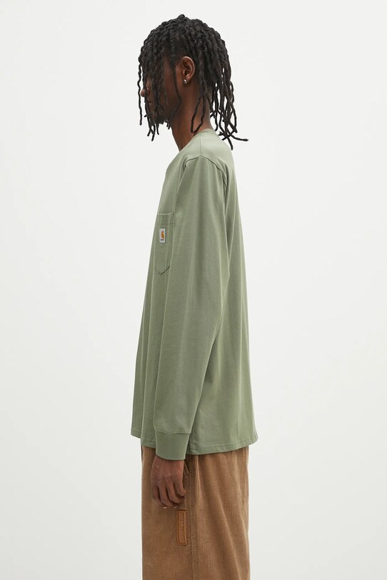 Carhartt WIP longsleeve din bumbac L/S Pocket T-Shirt I030437.667XX verde SS25