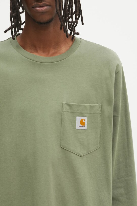Carhartt WIP longsleeve din bumbac L/S Pocket T-Shirt verde I030437.667XX