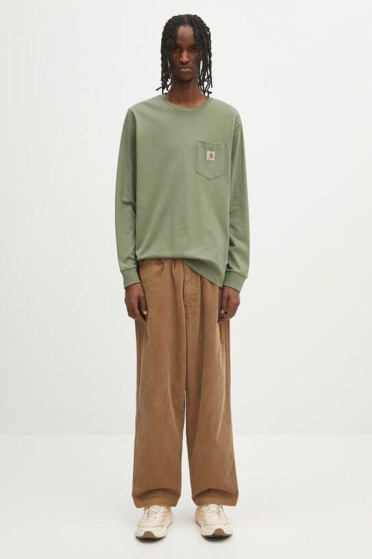 Carhartt WIP longsleeve din bumbac L/S Pocket T-Shirt I030437.667XX verde