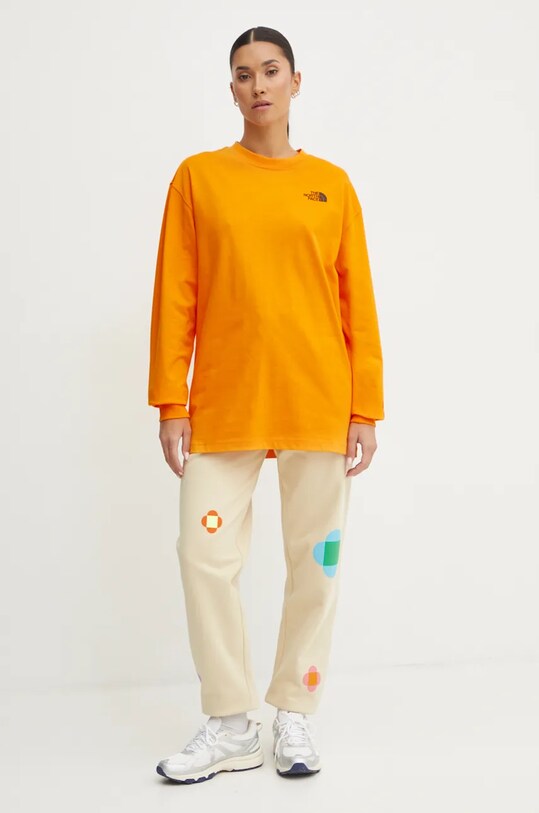 The North Face longsleeve din bumbac TNF x Yinka Ilori NF0A89CA1IW1 portocaliu