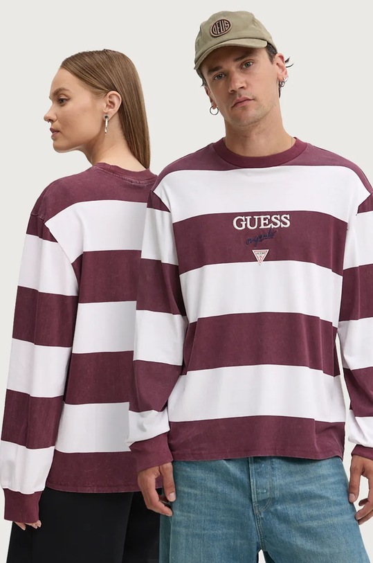 Guess Originals longsleeve bawełniany wzorzyste bordowy M4BI55.K8FQ4