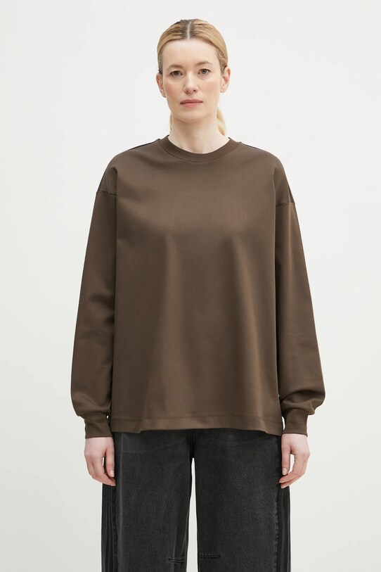Pangaia longsleeve din bumbac 10002276 maro AW24