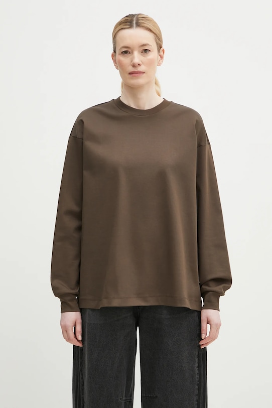 Bavlněné tričko s dlouhým rukávem Pangaia 10002276 hnědá AW24