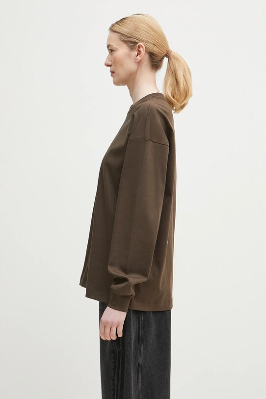 Pangaia longsleeve bawełniany brązowy 10002276
