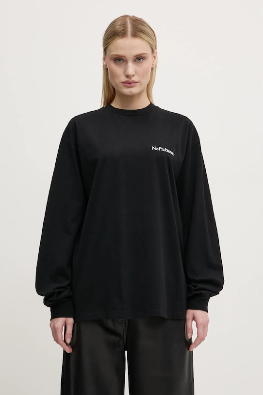 Bavlněné tričko s dlouhým rukávem No Problemo Mini Problemo Longleeve Tee NP60029.02 černá AW24