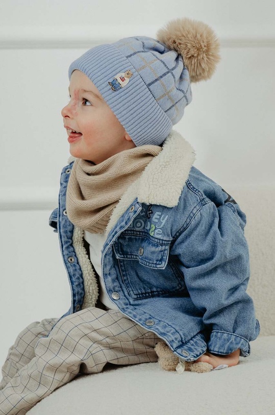 Detská čiapka s prímesou vlny Jamiks AUDID II s prímesou vlny modrá AUDID.II.NAK.gl.JZH225