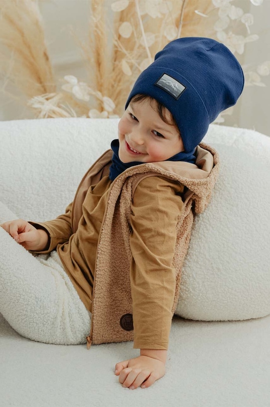 Детская шапка Jamiks ELMAN аппликация тёмно-синий ELMAN.NAK.gl.JZH025