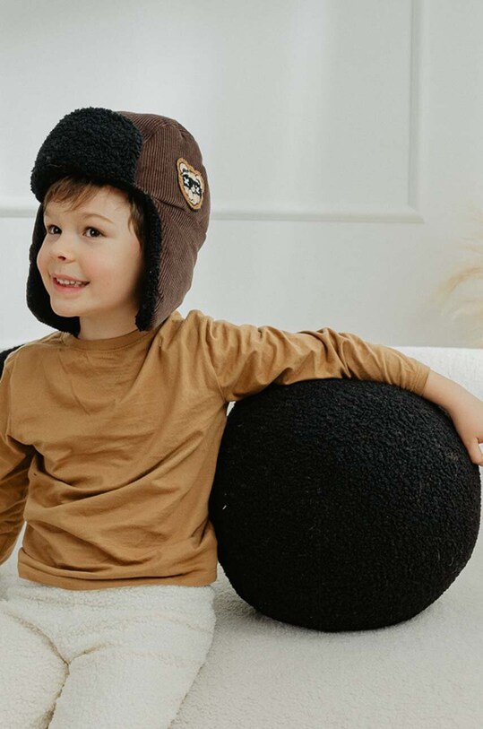 Jamiks czapka bawełniana dziecięca EWELINE EWELINE.NAK.gl.JZH313 brązowy AW24