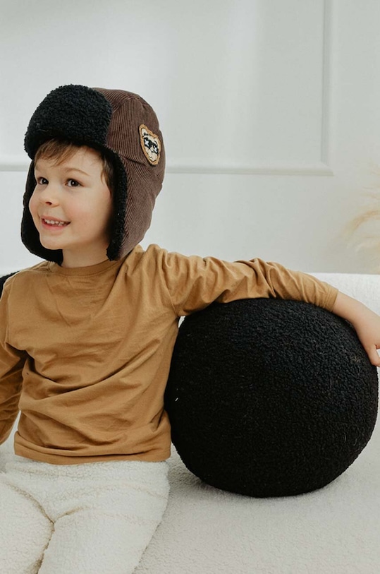 Jamiks czapka bawełniana dziecięca EWELINE EWELINE.NAK.gl.JZH313 brązowy AW24