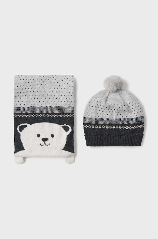 Detská čiapka a šál z vlnenej zmesi Mayoral s prímesou vlny sivá 10767.3A.Czapkakom.9BYH