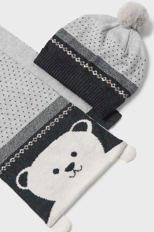 Detská čiapka a šál z vlnenej zmesi Mayoral 10767.3A.Czapkakom.9BYH sivá AW24