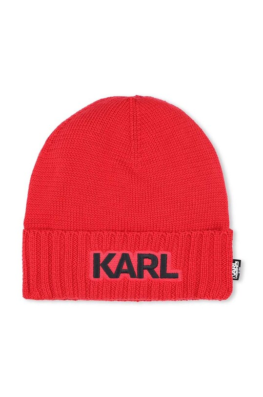 Дитяча шапка з домішкою вовни Karl Lagerfeld з додаванням вовни червоний Z30336.