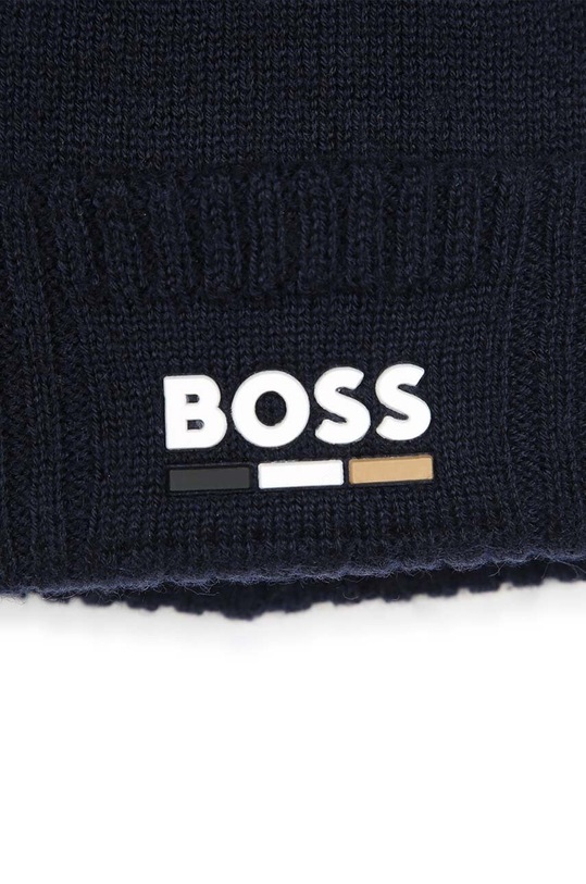 Chlapec Detská čiapka s prímesou vlny BOSS J51600.42.50 tmavomodrá