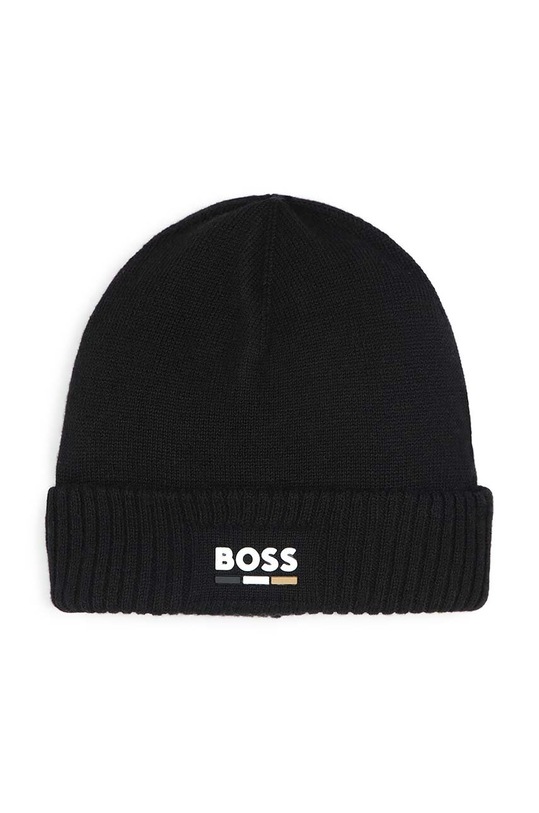BOSS czapka z domieszką wełny dziecięca z domieszką wełny czarny J51600.42.50