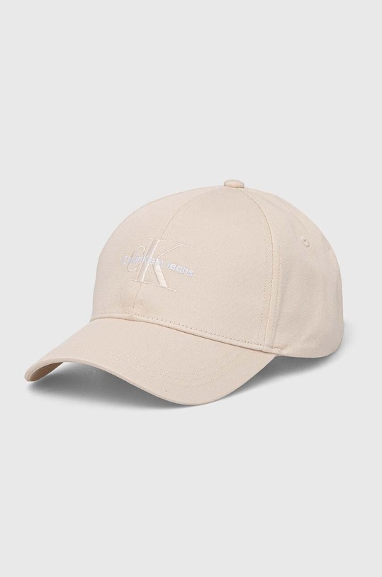 Calvin Klein Jeans czapka z daszkiem bawełniana aplikacja beżowy K60K612317
