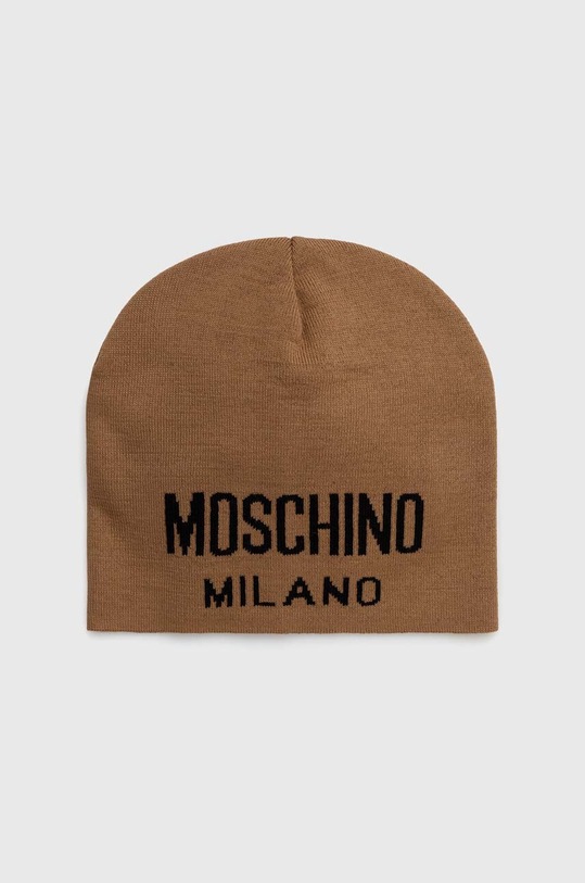 Vlněná čepice Moschino vlna hnědá M5802.60016