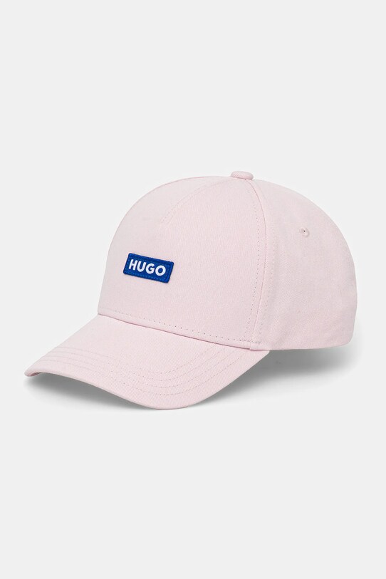 Βαμβακερό καπέλο του μπέιζμπολ Hugo Blue απλικέ ροζ 50522023