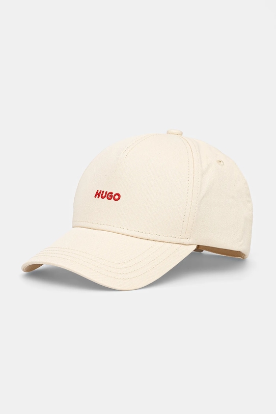 HUGO czapka z daszkiem bawełniana Cara aplikacja beżowy 50519255