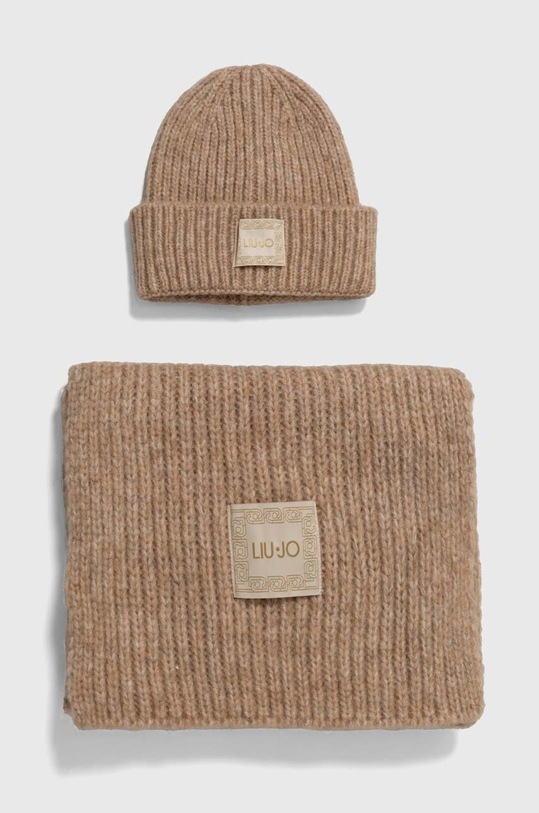 Liu Jo sciarpa e capello a maglia pesante beige 2F4036.M0300