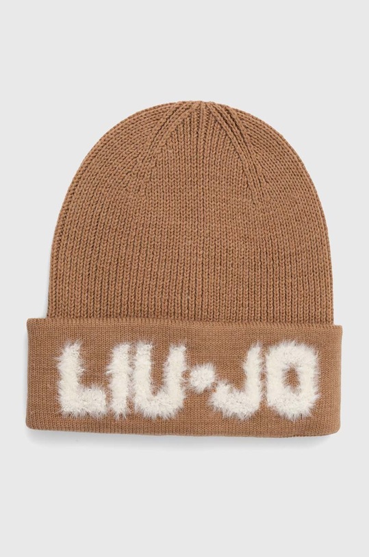 Liu Jo czapka wełniana wełna beżowy 2F4053.M0300