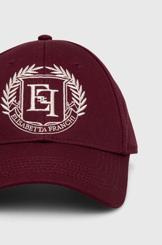 Elisabetta Franchi czapka z daszkiem bawełniana CL01F46E2 bordowy AW24