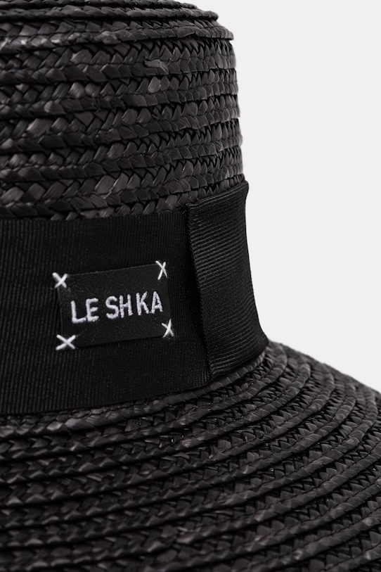 LE SH KA headwear klobúk so širokým okrajom dámsky Black Straw Veil BLackStrawVeil čierna SS26