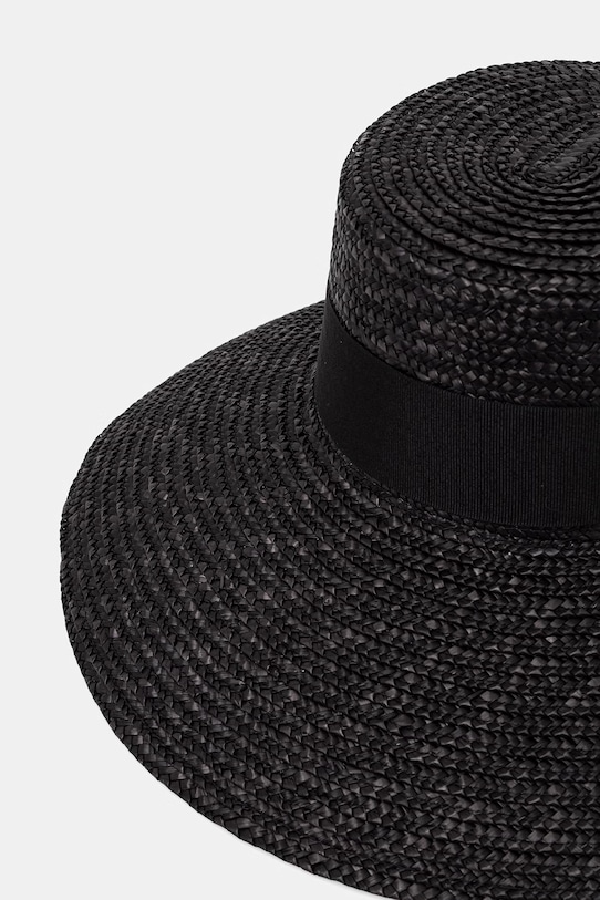 Doplnky LE SH KA headwear klobúk so širokým okrajom dámsky Black Straw Veil BLackStrawVeil čierna