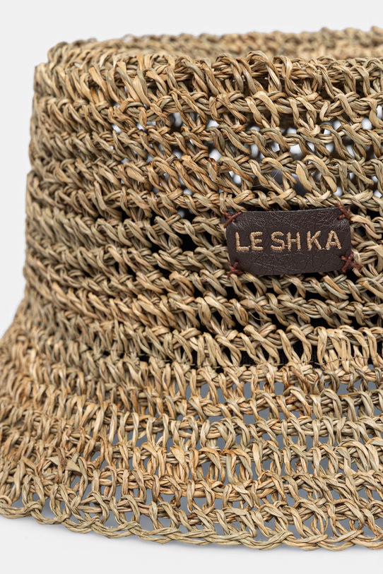 LE SH KA headwear slamnik ženski pleten Straw Bucket Hat vol2 StrawBucketHatvol2 bež AW24