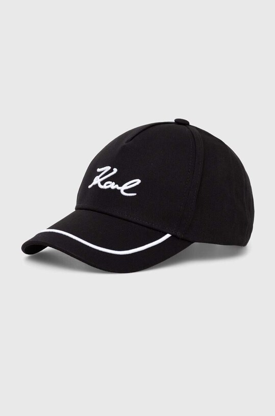 Karl Lagerfeld czapka z daszkiem bawełniana aplikacja czarny 245W3408