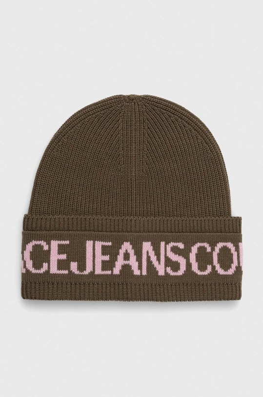 Vlnená čiapka Versace Jeans Couture vlna zelená 77HAZK40.ZG020