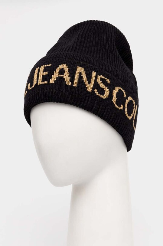 Шапка з домішкою вовни Versace Jeans Couture 77HAZK40.ZG316 чорний AW24