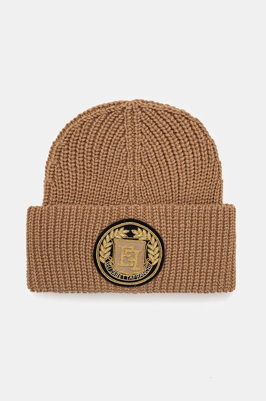 Elisabetta Franchi czapka z domieszką wełny z domieszką wełny beżowy CL03T47E2