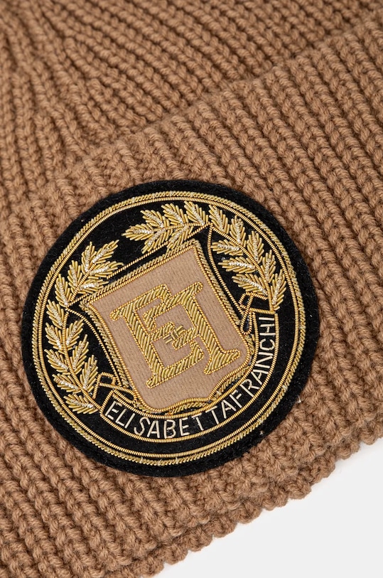 Akcesoria Elisabetta Franchi czapka z domieszką wełny CL03T47E2 beżowy