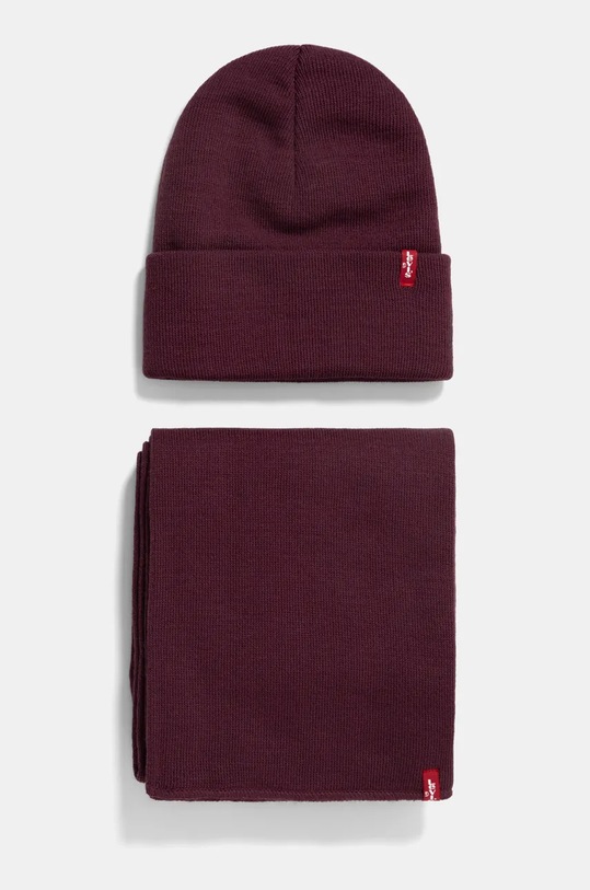 Шапка и шал Levi's средно дебел бордо 000JT.0001
