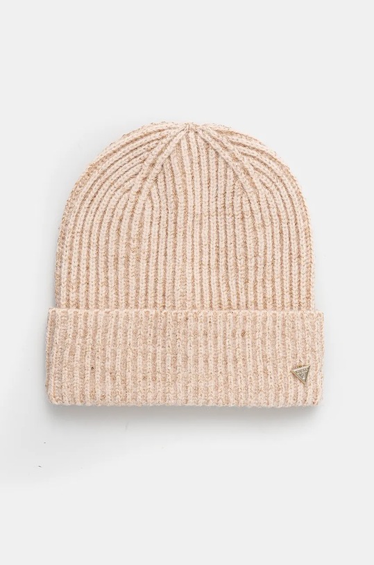 Čiapka s prímesou vlny Guess stredne hrubá béžová AW5236.WOL01