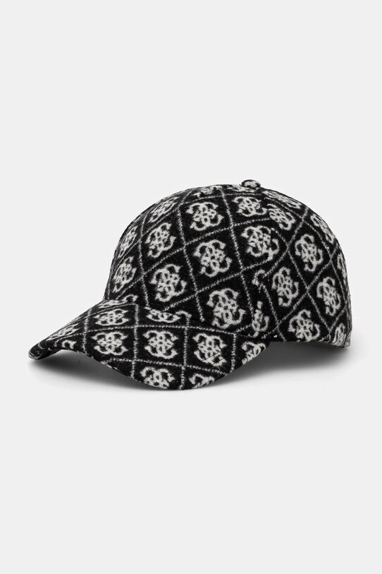 Guess șapcă din amestec de lână cu un amestec de lana negru AW5186.POL03