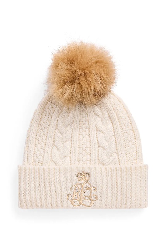 Čepice z vlněné směsi Lauren Ralph Lauren s příměsí vlny béžová 454960084