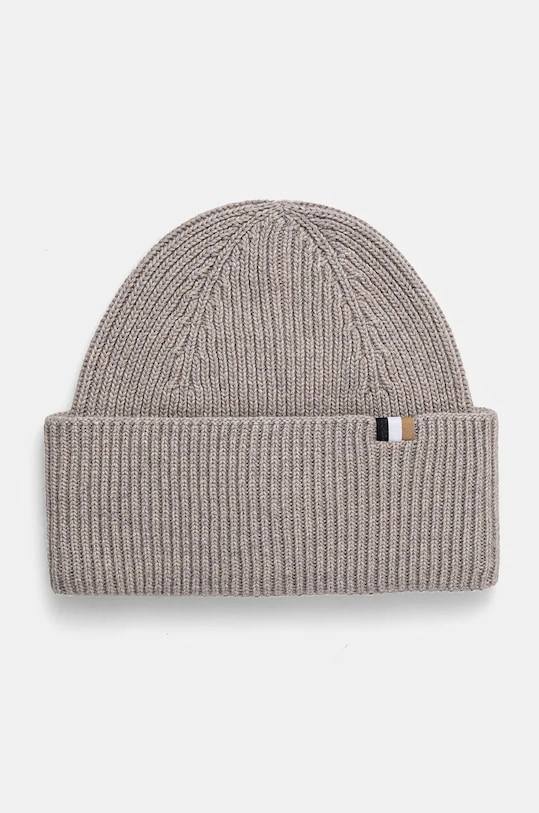 Čepice z vlněné směsi BOSS s příměsí vlny šedá 50497808
