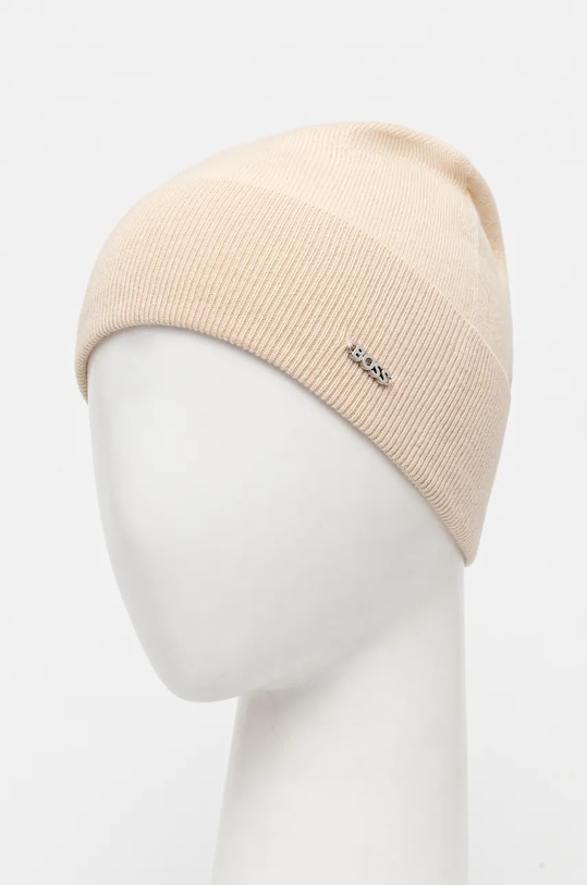 Vlnená čiapka BOSS 50524276 béžová AW25