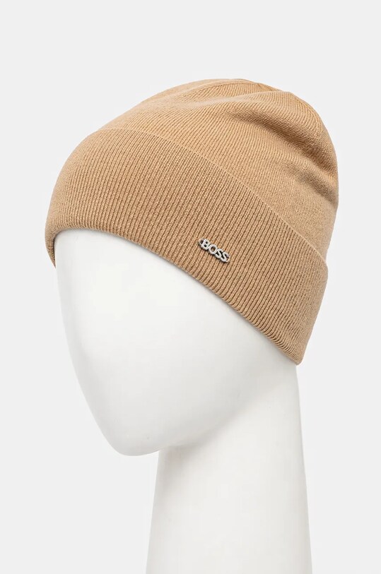 Шерстяная шапка BOSS 50524276 бежевый AW24