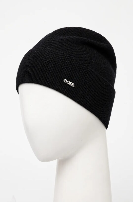Вовняна шапка BOSS 50524276 чорний AW24