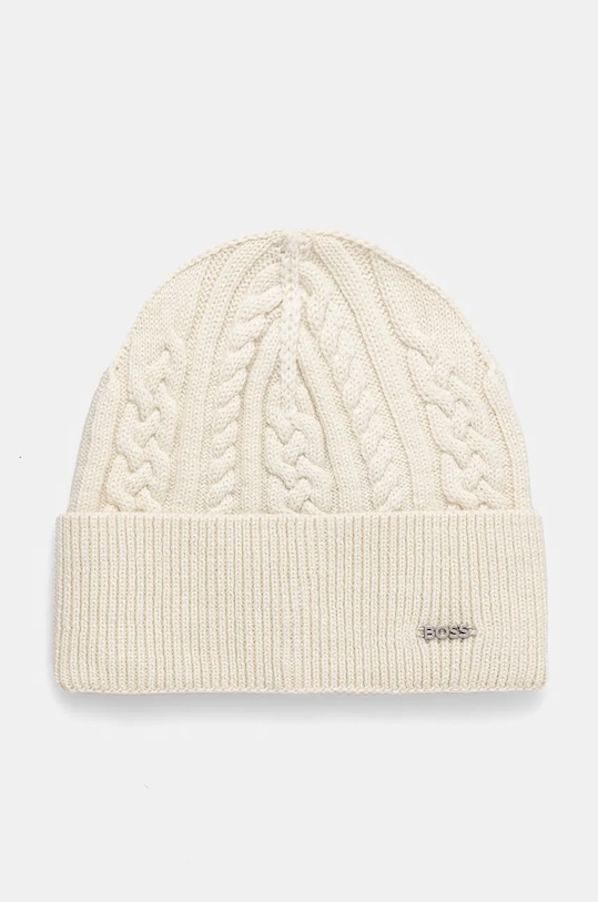 Вълнена шапка BOSS вълна бежов 50524289